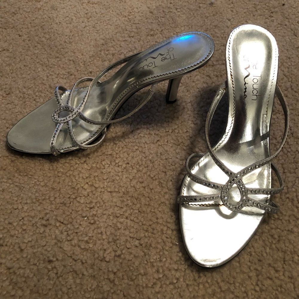 Silver Rhinestone 2 inch Heels